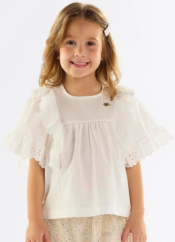 Up Baby - Bata Infantil Menina em Tricoline Bege