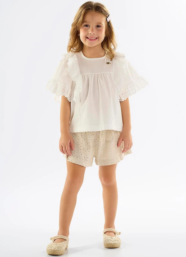 Up Baby - Bata Infantil Menina em Tricoline Bege 2