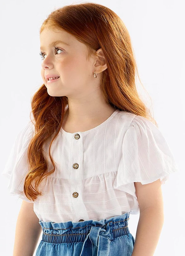 Up Baby - Bata Infantil para Menina em Cotton Branco