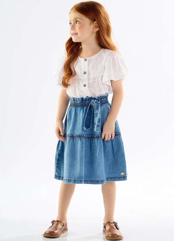 Up Baby - Bata Infantil para Menina em Cotton Branco 2