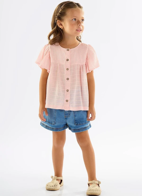 Up Baby - Bata Infantil para Menina em Cotton Rosa 2