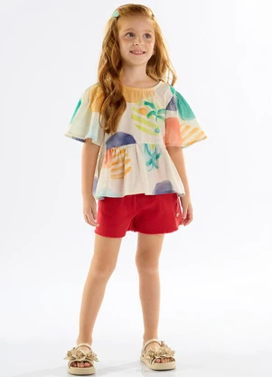 Up Baby - Bata para Menina em Viscose e Linho Bege - UP BABY