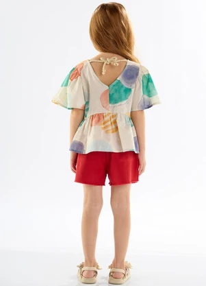 Up Baby - Bata para Menina em Viscose e Linho Bege - UP BABY