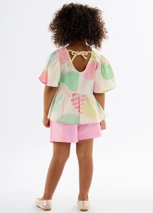 Up Baby - Bata para Menina em Viscose e Linho Bege - UP BABY