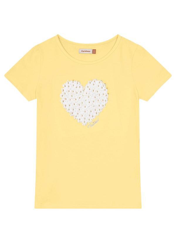 Carinhoso - Blusa Amarela Justa Bordado Coração Menina