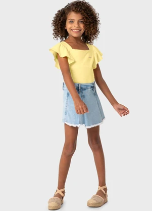 Carinhoso - Blusa Amarela Justa Texturizada Menina - CARINHOSO