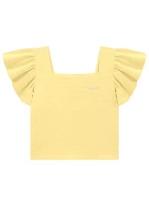 Carinhoso - Blusa Amarela Justa Texturizada Menina - CARINHOSO