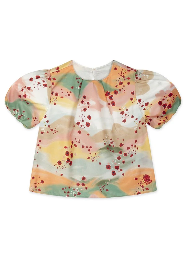 Lilica Ripilica - Blusa Aquarela Manga Curta Infantil Laranja