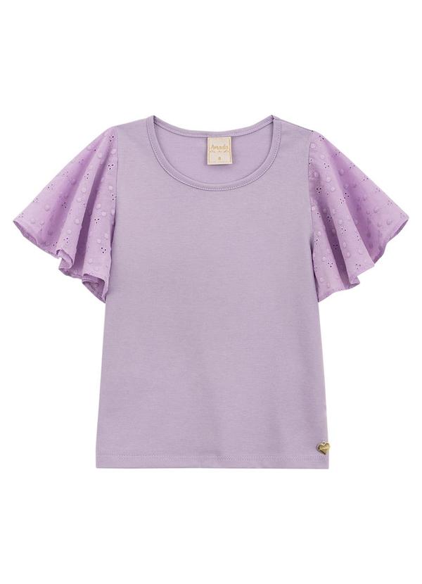Amada - Blusa Avulsa em M/M Penteada com Mangas Roxo