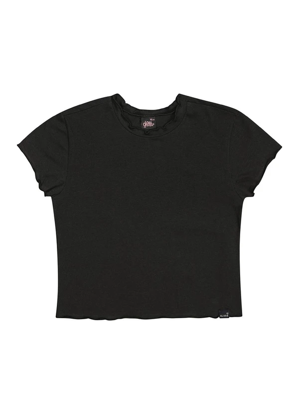 Gloss - Blusa Baby Look em Cotton Juvenil Preto 3