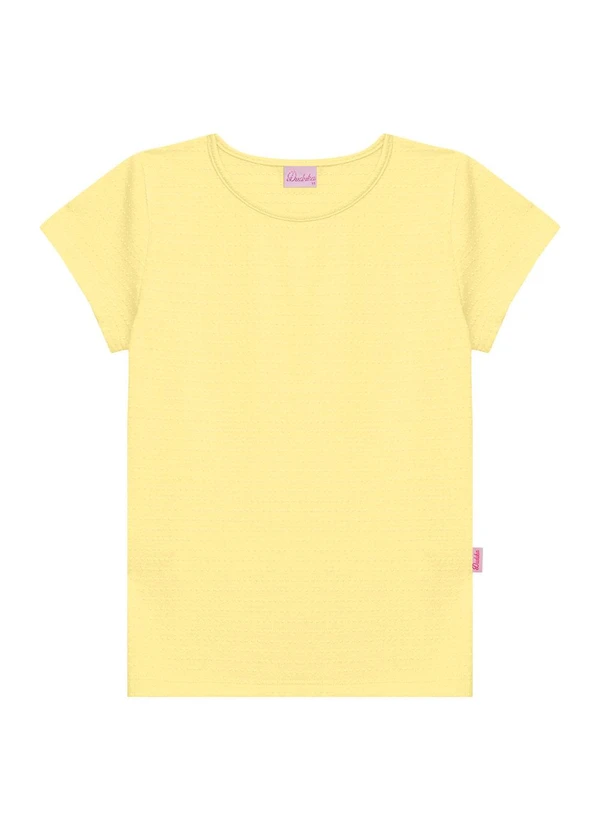 Duduka - Blusa   Básica com Etiqueta Enfeite Amarelo