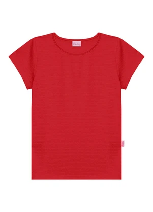 Duduka - Blusa   Básica com Etiqueta Enfeite Vermelho - DUDUKA
