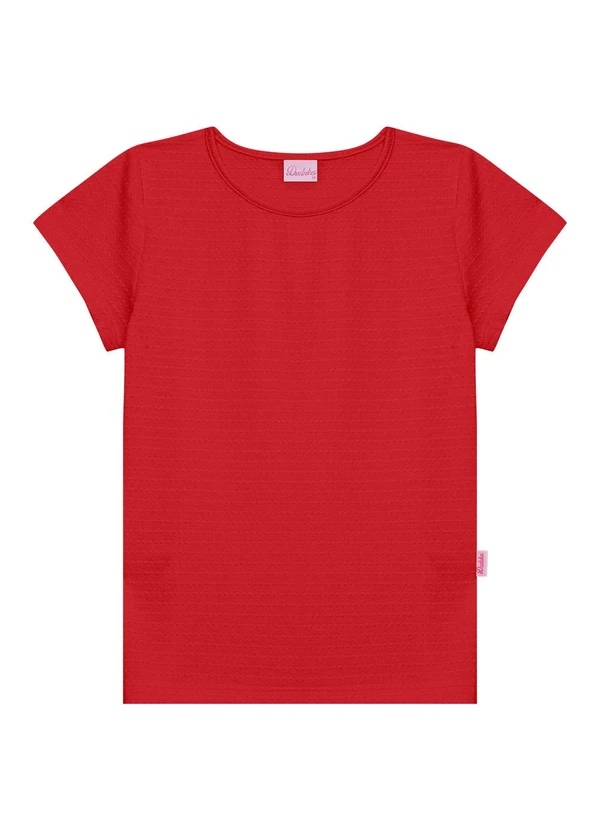 Duduka - Blusa   Básica com Etiqueta Enfeite Vermelho