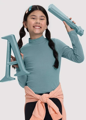 Alakazoo - Blusa Básica com Gola Alta Verde - ALAKAZOO