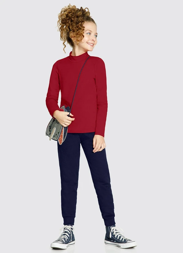 Alakazoo - Blusa Básica com Gola Alta Vermelho 2