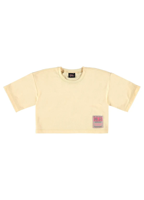 Gloss - Blusa Básica Cropped em Moletom Bege 3