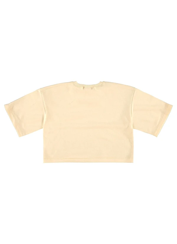 Gloss - Blusa Básica Cropped em Moletom Bege 4