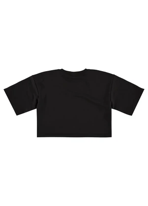 Gloss - Blusa Básica Cropped em Moletom Preto - GLOSS