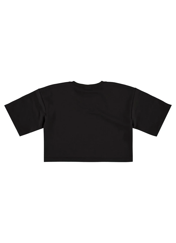 Gloss - Blusa Básica Cropped em Moletom Preto 2