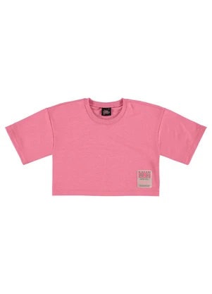 Gloss - Blusa Básica Cropped em Moletom Rosa Pink - GLOSS