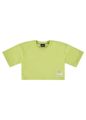 Gloss - Blusa Básica Cropped em Moletom Verde - GLOSS