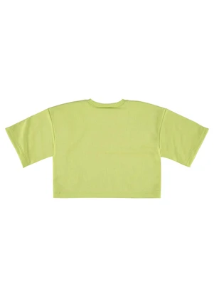Gloss - Blusa Básica Cropped em Moletom Verde - GLOSS