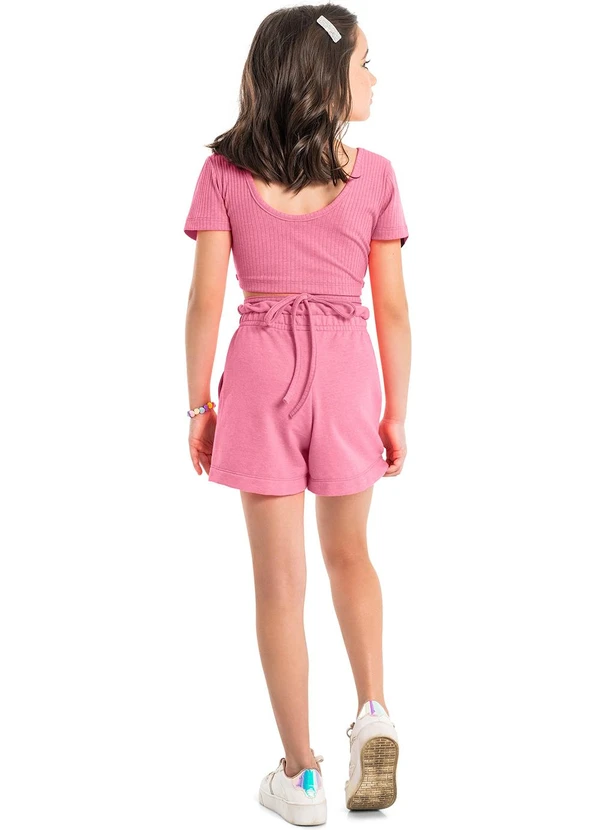 Gloss - Blusa Básica Cropped em Ribana Rosa Pink 4