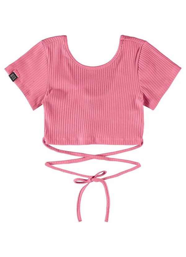 Gloss - Blusa Básica Cropped em Ribana Rosa Pink 5