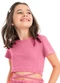 Gloss - Blusa Básica Cropped em Ribana Roxo - variação: Rosa Pink