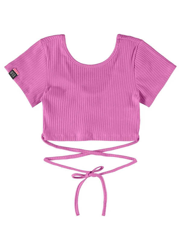 Gloss - Blusa Básica Cropped em Ribana Roxo