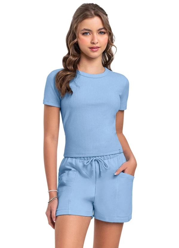 Gloss - Blusa Básica em Ribana para Menina Gloss Azul