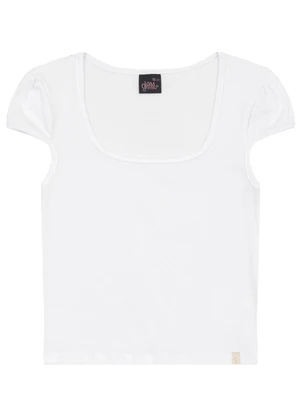Blusa Básica em Ribana para Menina Gloss Branco - GLOSS