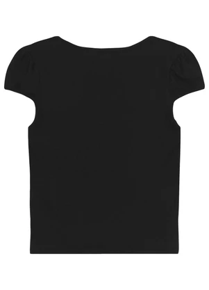 Blusa Básica em Ribana para Menina Gloss Preto - GLOSS