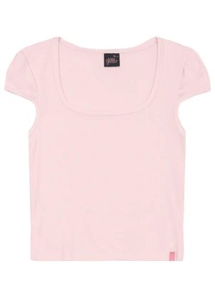 Blusa Básica em Ribana para Menina Gloss Rosa - GLOSS