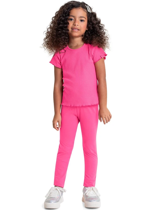 Quimby - Blusa Básica em Ribana para Menina Rosa 2