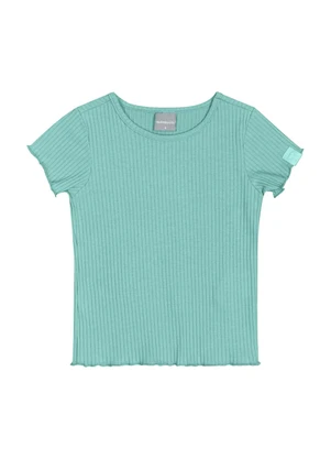 Quimby - Blusa Básica em Ribana para Menina Verde - QUIMBY