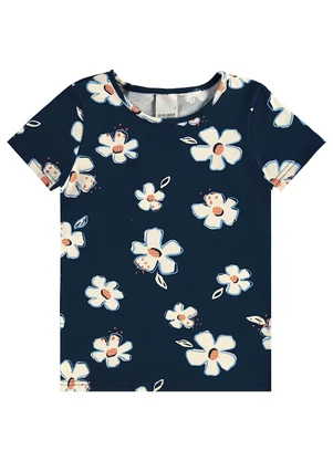 Malwee Kids - Blusa Básica Floral Azul Marinho - MALWEE KIDS