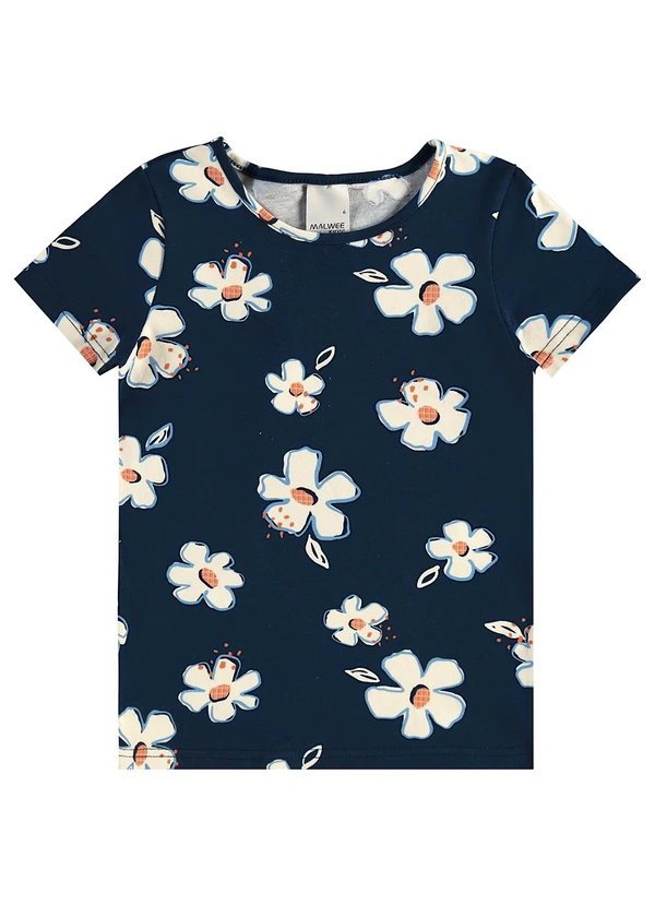 Malwee Kids - Blusa Básica Floral Azul Marinho 2