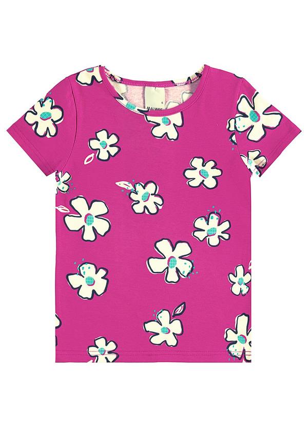 Malwee Kids - Blusa Básica Floral Rosa Magenta