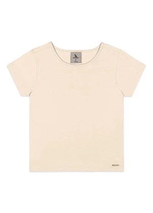 Quimby - Blusa Básica Infantil em Cotton Bege - QUIMBY