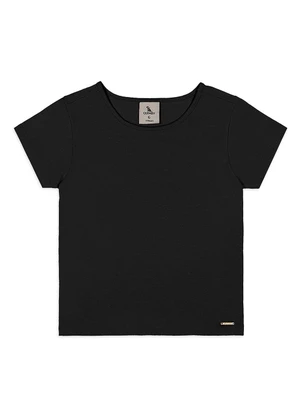 Quimby - Blusa Básica Infantil em Cotton Preto - QUIMBY