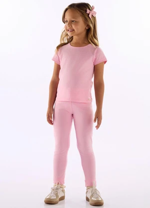 Quimby - Blusa Básica Infantil em Cotton Rosa - QUIMBY