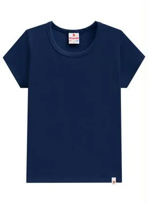 Brandili - Blusa Básica Infantil Menina de Cotton Azul - BRANDILI