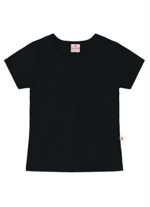 Brandili - Blusa Básica Infantil Menina de Cotton Preto - BRANDILI