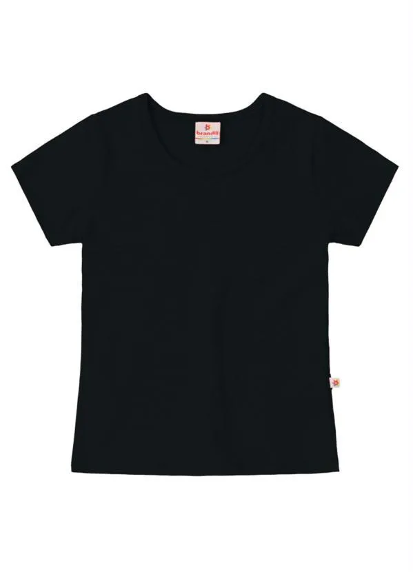 Brandili - Blusa Básica Infantil Menina de Cotton Preto