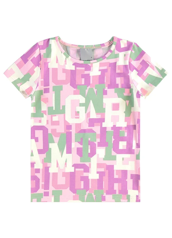Malwee Kids - Blusa Básica Letras Rosa Claro