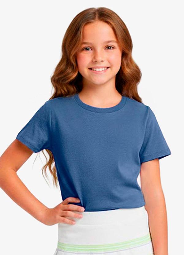 Rovitex - Blusa Básica Manga Curta Lisa Soletex Azul