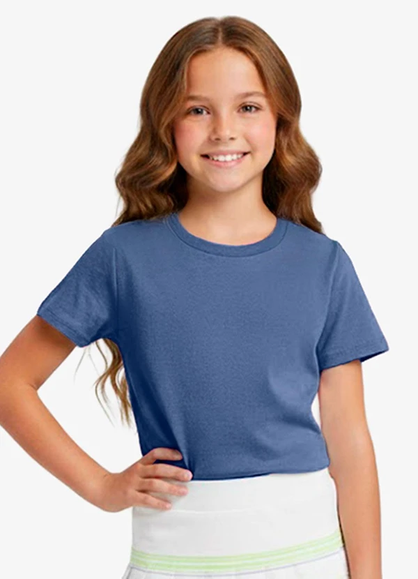 Rovitex - Blusa Básica Manga Curta Lisa Soletex Azul