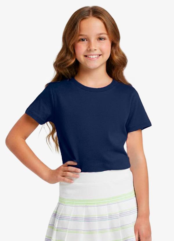 Rovitex - Blusa Básica Manga Curta Lisa Soletex Azul