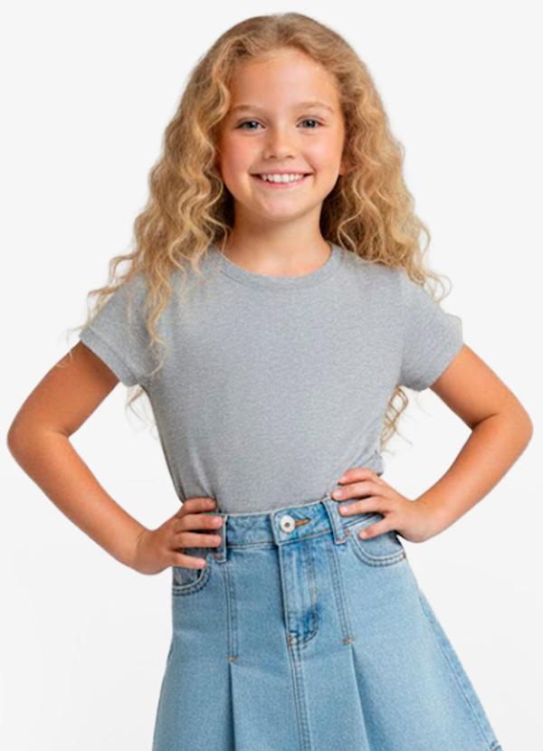 Rovitex - Blusa Básica Manga Curta Lisa Soletex Cinza